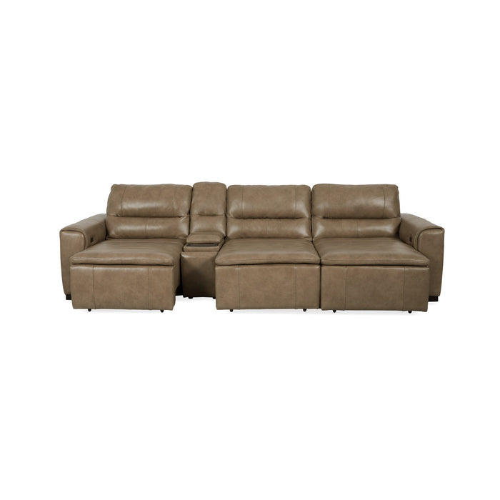 Graham River Leather Power Sliding Sectional