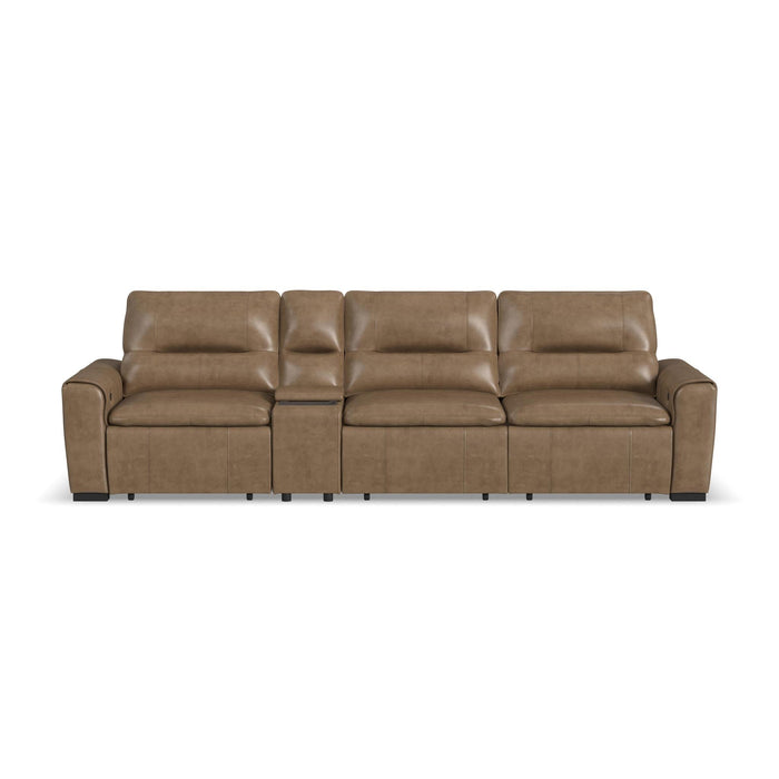 Graham River Leather Power Sliding Sectional