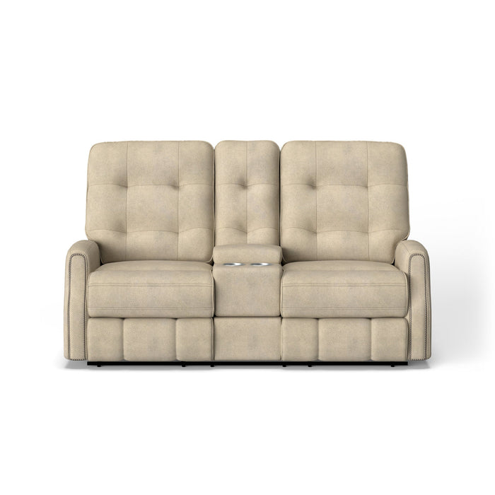 Devon Fabric Reclining Loveseat with Console