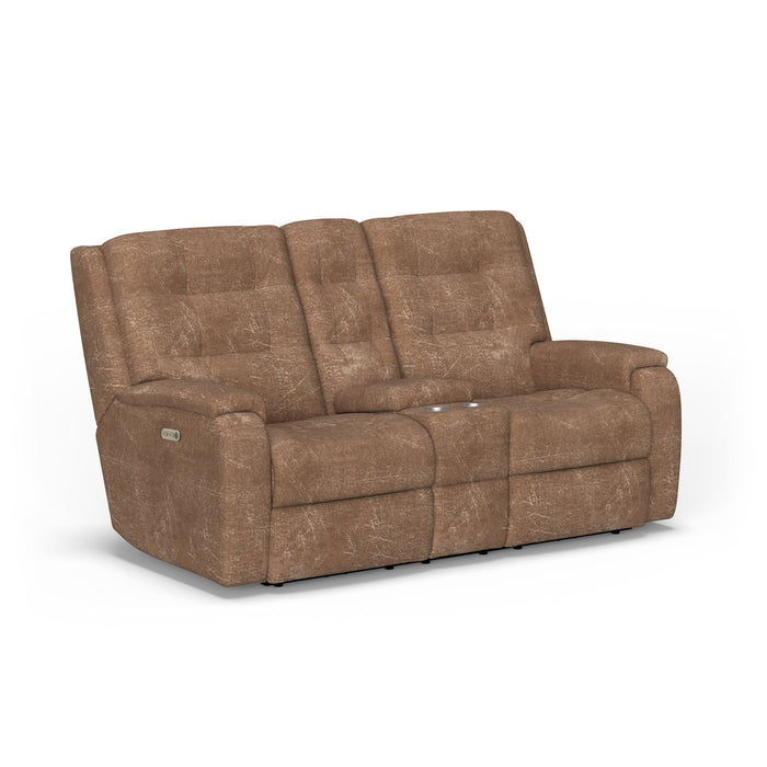 Arlo Fabric Power Reclining Loveseat with Console & Power Headrests