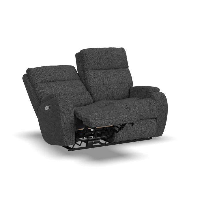 Strait Fabric Power Reclining Loveseat with Power Headrests