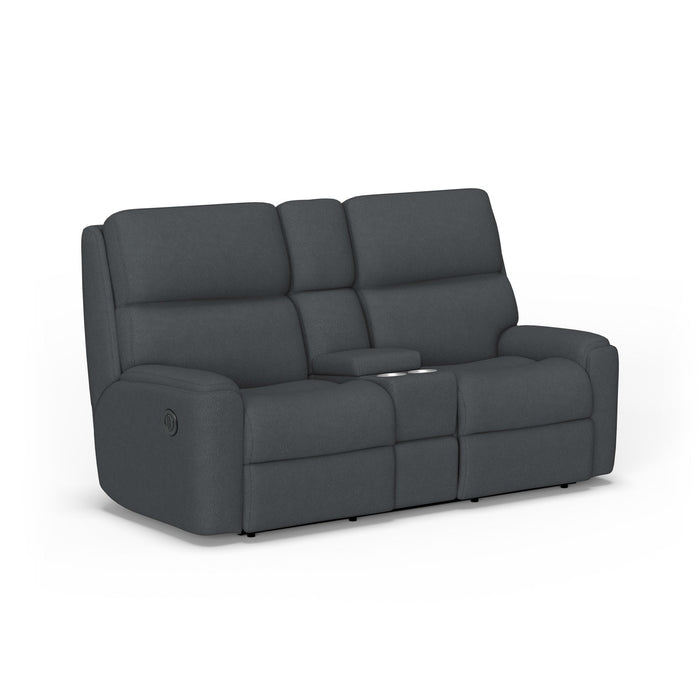 Rio Fabric Power Reclining Loveseat with Console