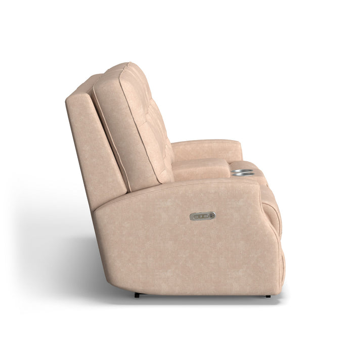 Devon Fabric Power Reclining Loveseat with Console & Power Headrests