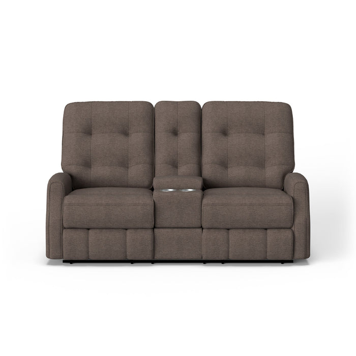 Devon Fabric Reclining Loveseat with Console