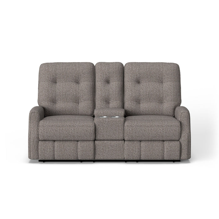 Devon Fabric Power Reclining Loveseat with Console & Power Headrests
