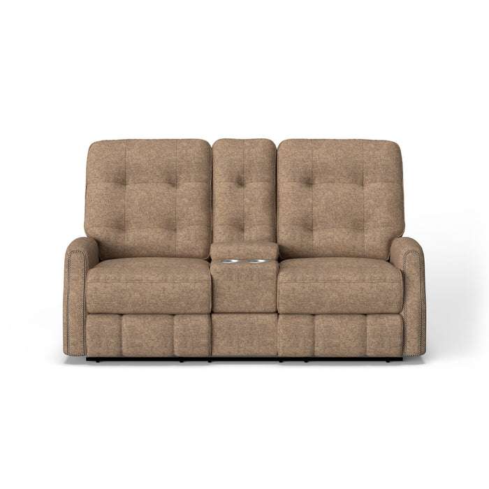 Devon Fabric Power Reclining Loveseat with Console