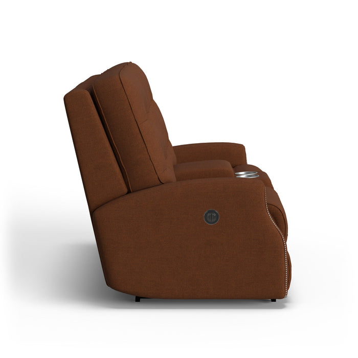 Devon Fabric Power Reclining Loveseat with Console