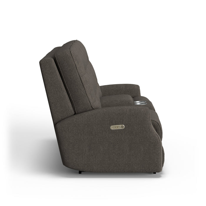 Devon Fabric Power Reclining Loveseat with Console & Power Headrests