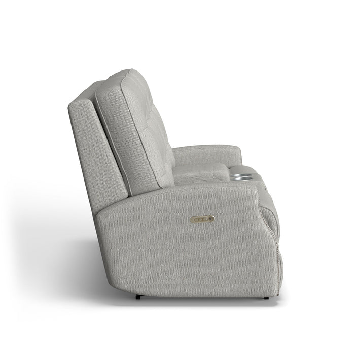 Devon Fabric Power Reclining Loveseat with Console & Power Headrests