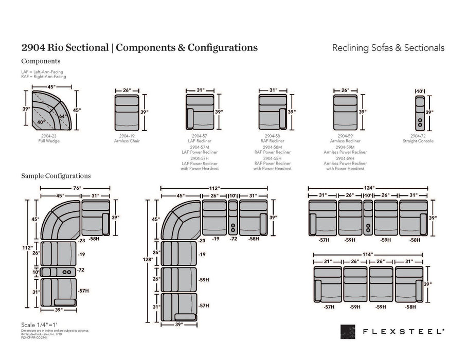 Rio Fabric Power Reclining Sectional with Power Headrests
