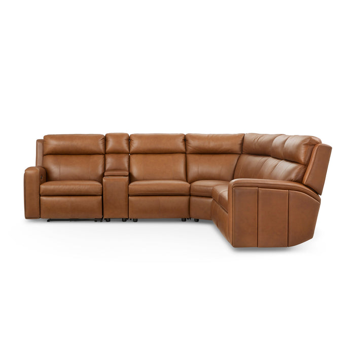 Wyatt Canyon Leather Power Reclining Sectional with Power Headrest & Lumbar
