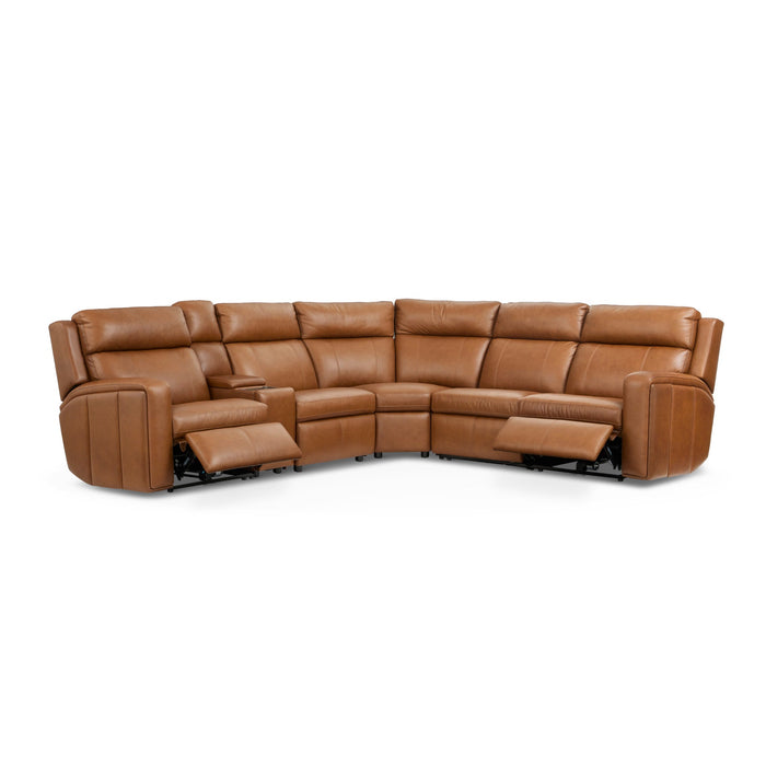 Wyatt Canyon Leather Power Reclining Sectional with Power Headrest & Lumbar