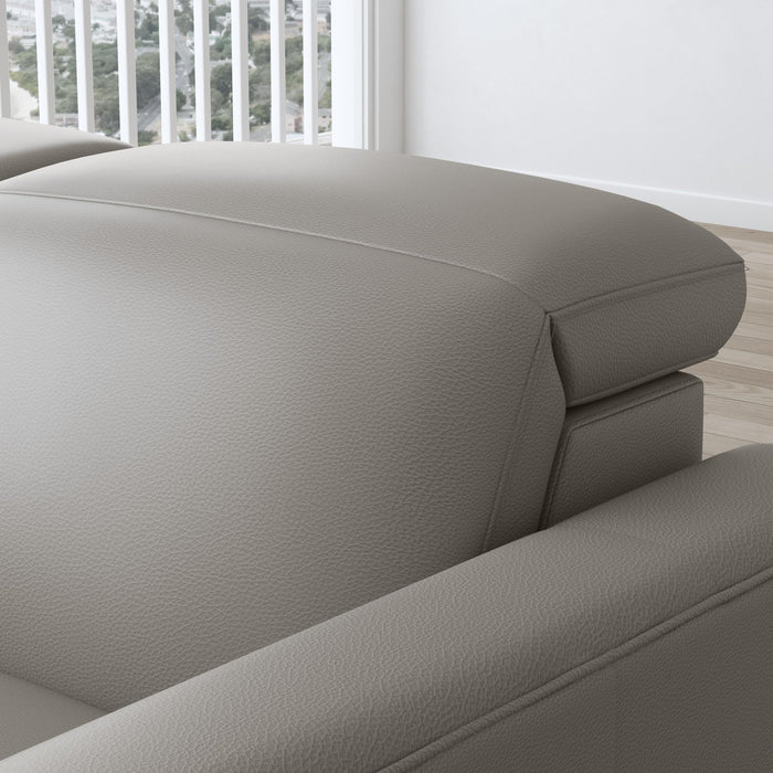 Aurora Ash Leather Power Reclining Sectional with Power Headrests