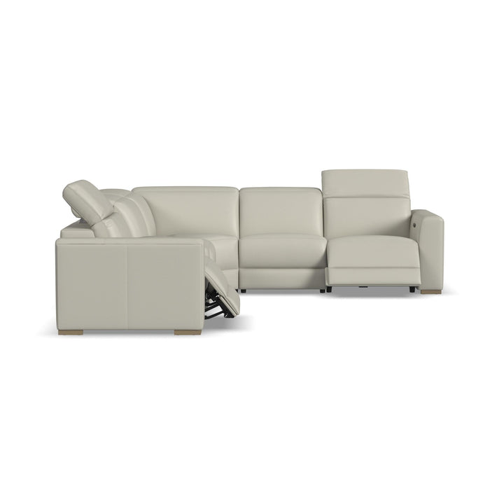 Aurora Coconut Milk Leather Power Reclining Sectional with Power Headrests