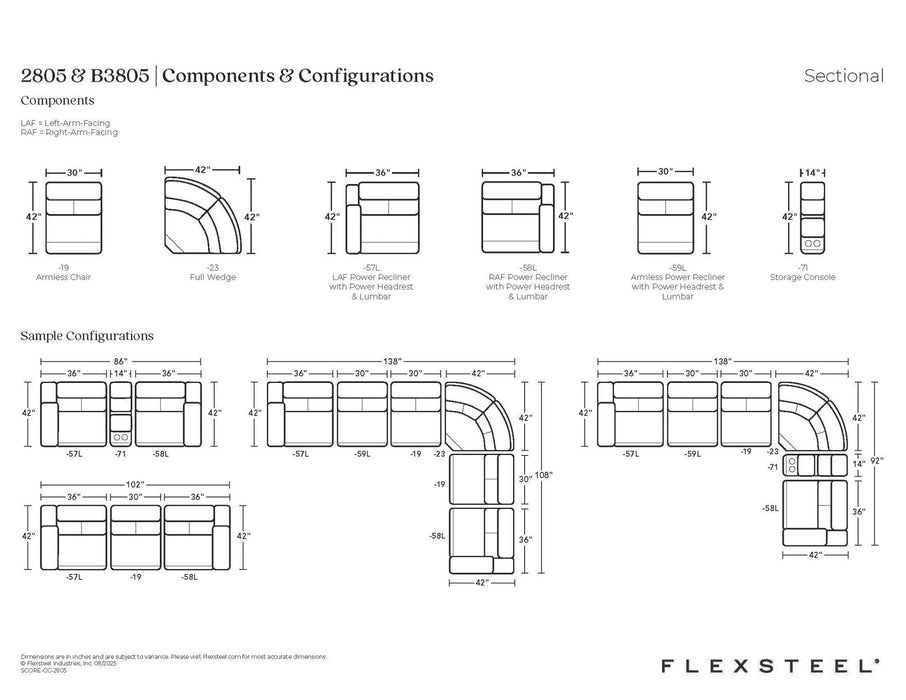 Score Fabric Power Reclining Sectional with Power Headrest & Lumbar