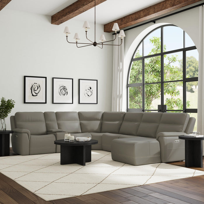 Sawyer Leather Power Reclining Sectional with Power Headrests & Lumbar