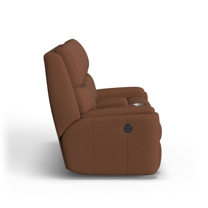 Rio Leather Power Reclining Loveseat with Console