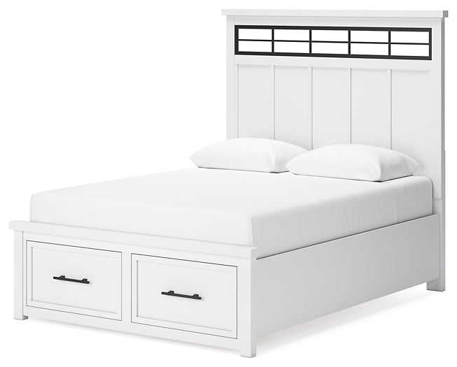 Ashbryn Queen Panel Storage Bed with Mirrored Dresser and Nightstand