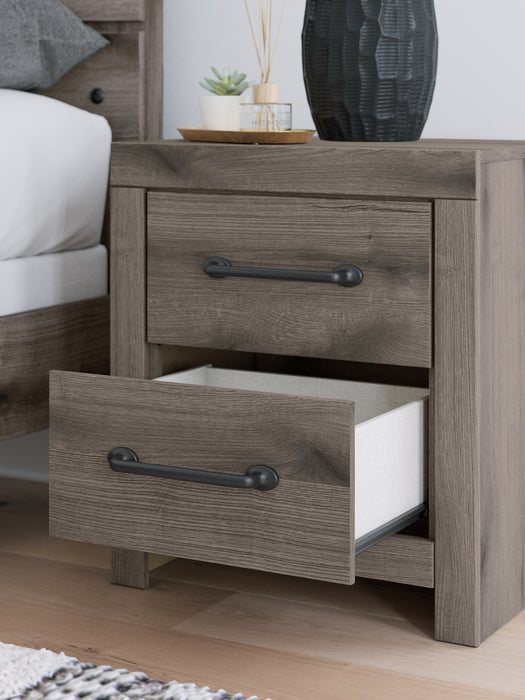 Graystorm Queen Panel Bed with Mirrored Dresser and Nightstand