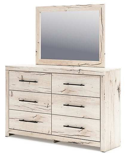 Lawroy Full Panel Headboard with Mirrored Dresser