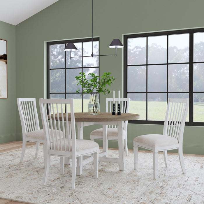 Melody White Fabric Pair of Upholstered Dining Chairs