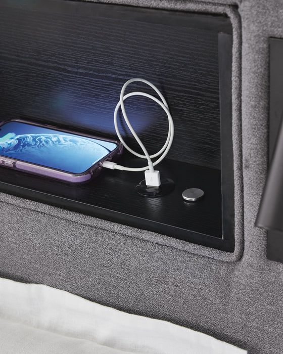 Verishaw Twin Upholstered Bed with Wireless Audio