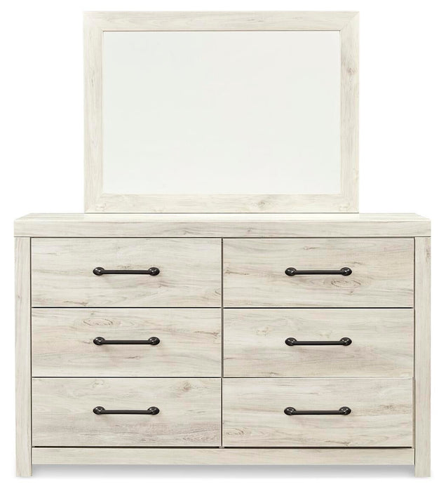 Cambeck Twin Panel Bed with 4 Storage Drawers with Mirrored Dresser, Chest and Nightstand