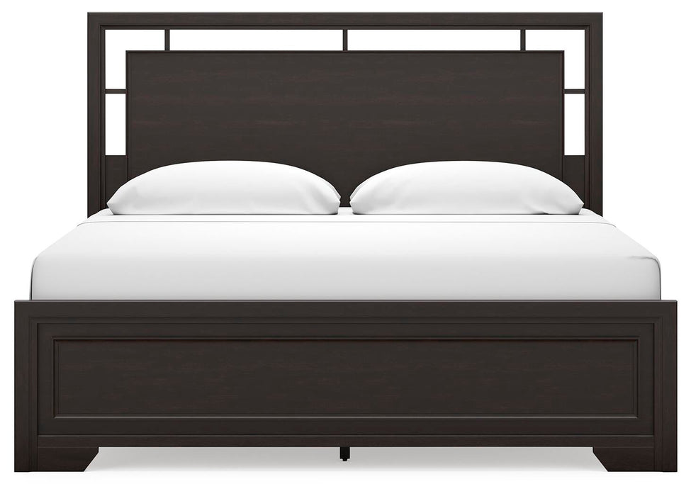 Covetown King Panel Bed, Dresser, Mirror, Chest and Nightstand