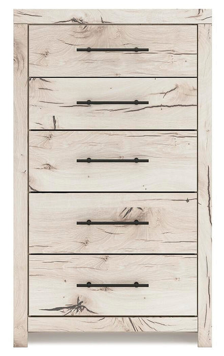 Lawroy King Panel Bed with Storage, Dresser, Mirror, Chest and Nightstand