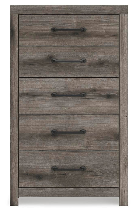 Graystorm Full Panel Bed with Storage, Dresser, Mirror, Chest and Nightstand