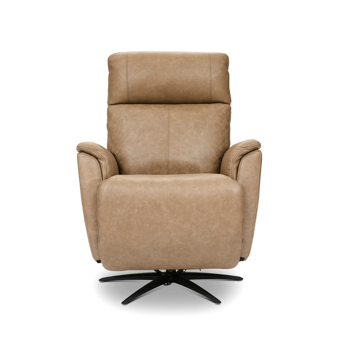 Cove Dune Leather Power Swivel Recliner with Power Headrest, Lumbar, Heat, & Massage