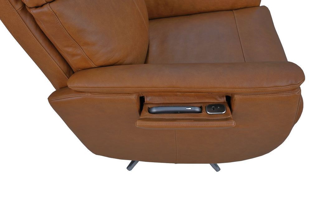 Cove Autumn Leather Power Swivel Recliner with Power Headrest, Lumbar, Heat, & Massage