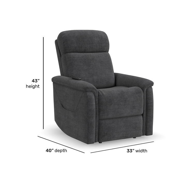 Luma Shadow Fabric Power Lift Recliner with Power Headrest, Lumbar, Heat & Massage