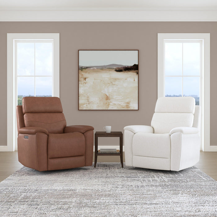 Refined Hickory Leather Perfect Match Power Swivel Gliding Recliner with Power Headrest & Lumbar
