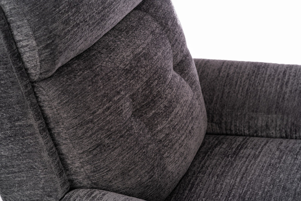 Sophisticated Steel Fabric Perfect Match Swivel Gliding Recliner