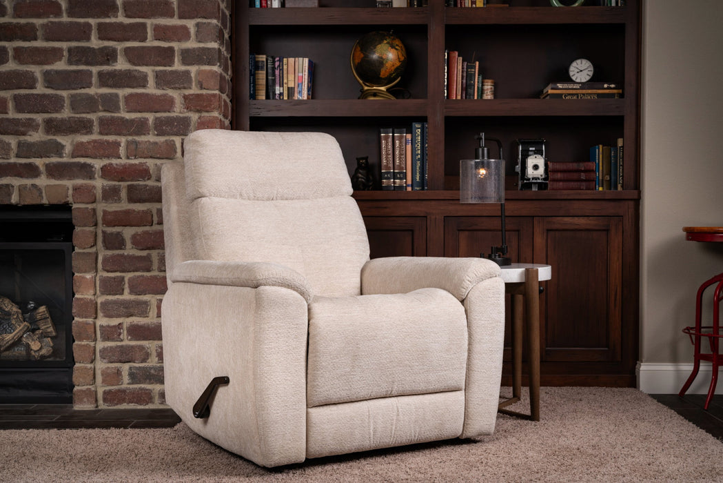 Refined Pearl Fabric Perfect Match Swivel Gliding Recliner