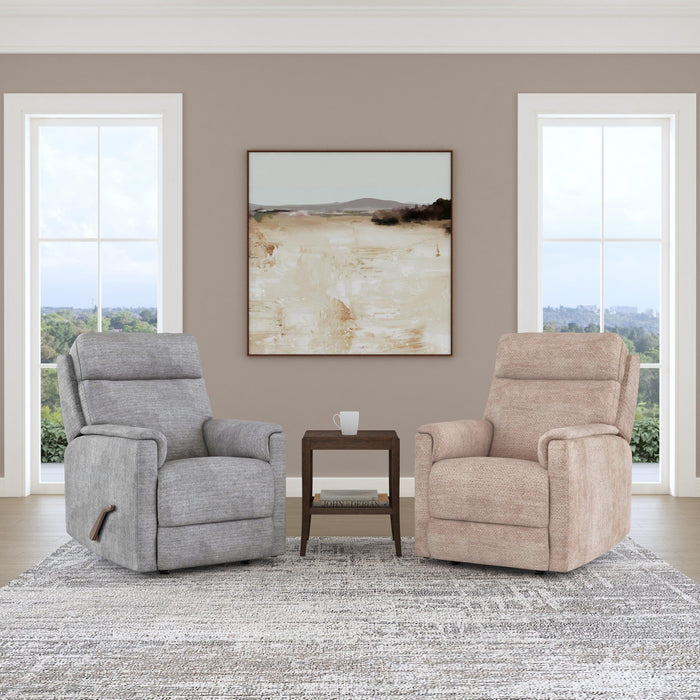 Compact Moon Gray Fabric Perfect Match Gliding Recliner