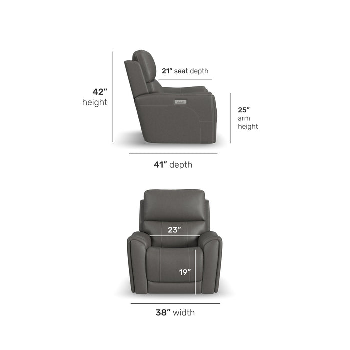 Carter Smoke Fabric Power Recliner with Power Headrest & Lumbar