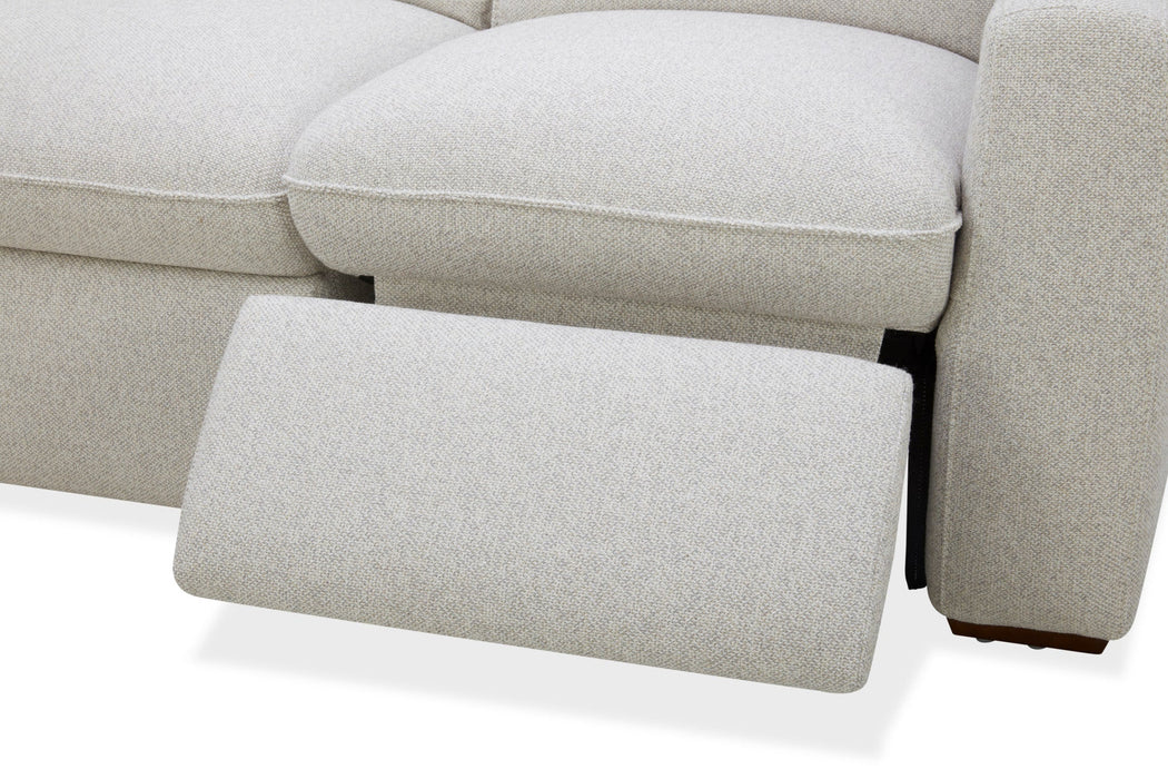 Ava Silver Sand Fabric Power Reclining Sofa with Power Headrest & Lumbar