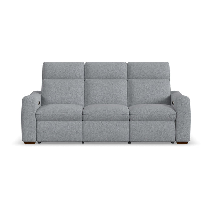 Ava Stonewash Fabric Power Reclining Sofa with Power Headrest & Lumbar