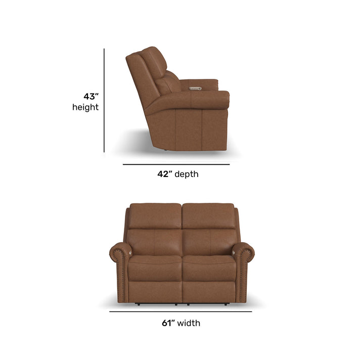 Bernard Leather Power Reclining Loveseat with Power Headrests & Lumbar
