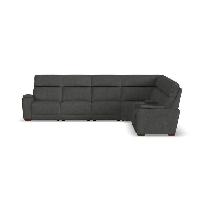 Vibe Coal Fabric Power Reclining Sectional with Power Headrest, Lumbar, Heat, Massage & Pulse