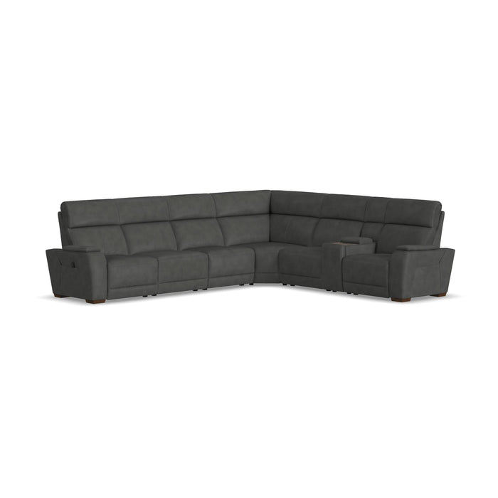 Vibe Coal Fabric Power Reclining Sectional with Power Headrest, Lumbar, Heat, Massage & Pulse