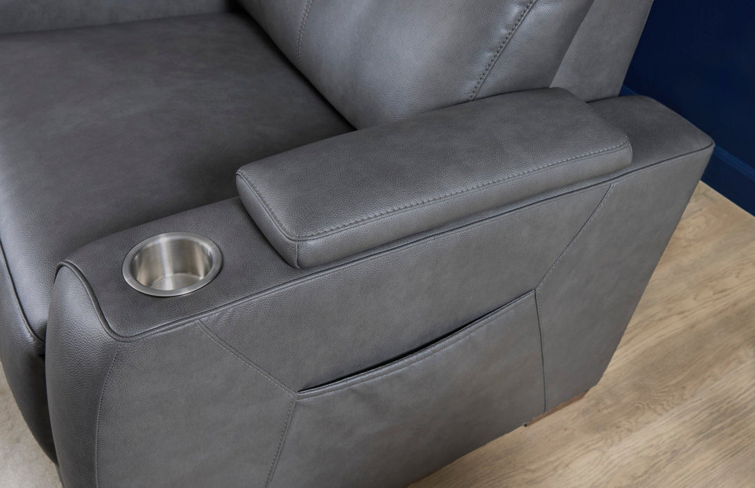 Vibe Coal Fabric Power Reclining Sectional with Power Headrest, Lumbar, Heat, Massage & Pulse