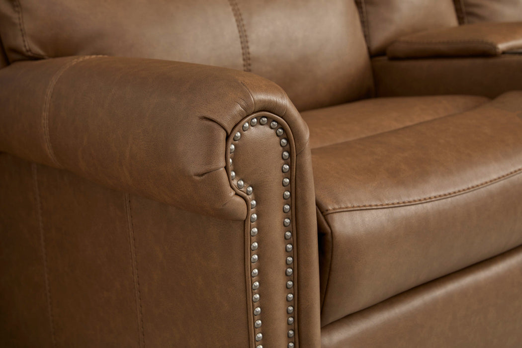 Bernard Leather Power Reclining Sectional w/ Power Headrest & Lumbar