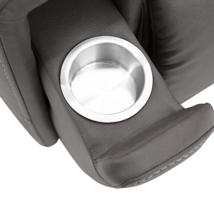 Carter Smoke Fabric Power Reclining Sectional with Power Headrests & Lumbar