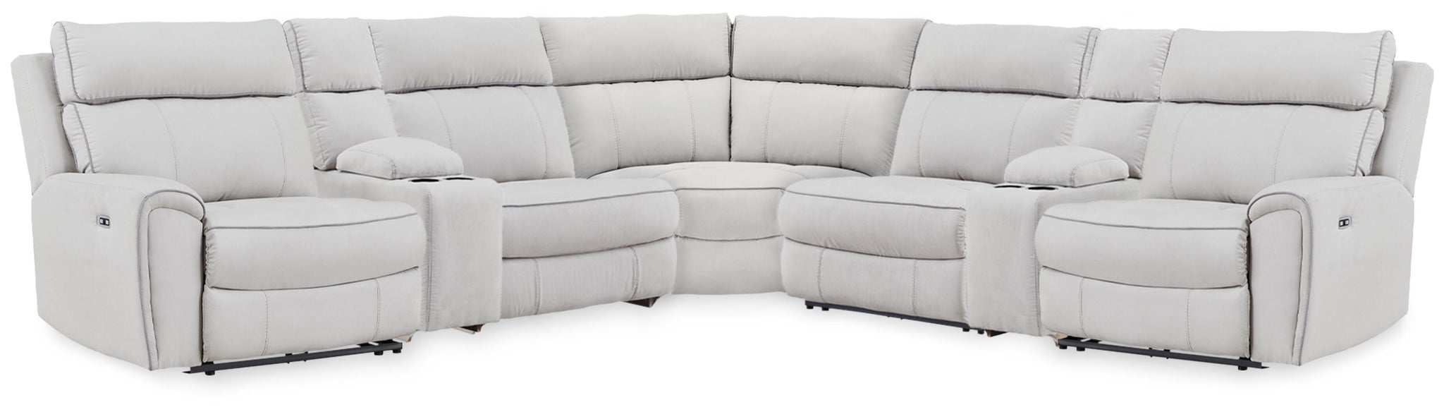 Social Pointe 7-Piece Reclining Sectional with Storage Consoles