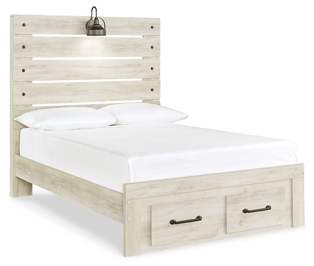Cambeck  Panel Bed With 2 Storage Drawers With Mirrored Dresser, Chest And Nightstand