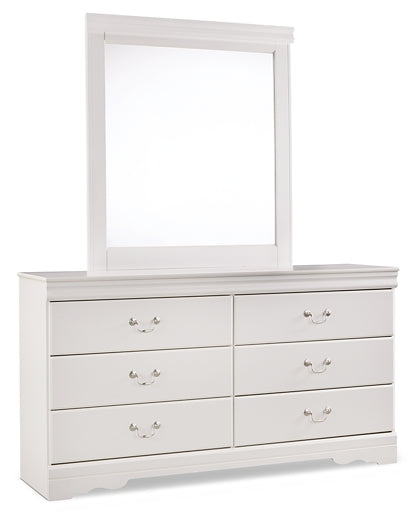Anarasia Full Sleigh Headboard with Mirrored Dresser, Chest and Nightstand