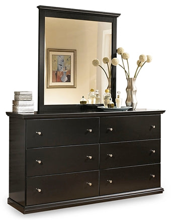 Maribel King/California King Panel Headboard with Mirrored Dresser and 2 Nightstands